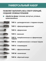 Набор борфрез твердосплавных 10 шт VIRA (553410)