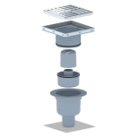 Трап для душа АНИ пласт вертикальный регулируемый 105x105/50 (TA5712)