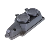 Колодка с заземлением 2 розетки каучуковая 16А 55 200 00 (черный)