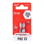 Бита для шуруповерта Shockwave Impact Duty PH2 25 мм. 2 шт. Milwaukee. Китай.