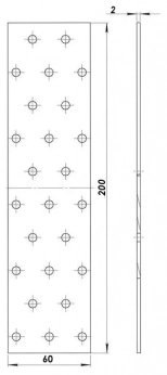 Пластина соединительная PS 60х200мм. Толщина 2мм. РФ.