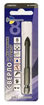 Сверло по керамике и стеклу 8 мм. Trio-Diamond. 430008. Китай.