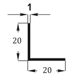 Уголок алюминиевый Profiling 20х20 черный (матовый) 3 м