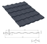 Модульная металлочерепица "Вилейская волна" 0,45 мм, RAL8017