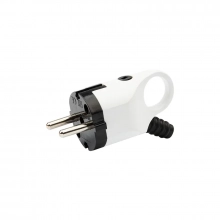 Вилка штепсельная Евро угловая с/з 16А с ушком (бело-черная)