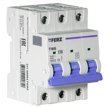 Автоматический выключатель DrFERZ FMB-C 6kA 3P 10A тип С (00084)
