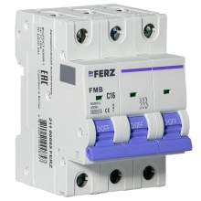 Автоматический выключатель DrFERZ FMB-C 6kA 3P 16A тип С (00085)