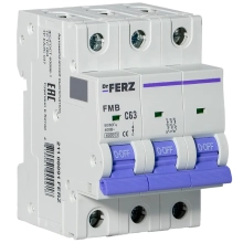 Автоматический выключатель DrFERZ FMB-C 6kA 3P 63A тип С (00091)