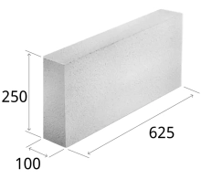 Блок газосиликатный ЗАБУДОВА 625x100x250, возможно 10% боя