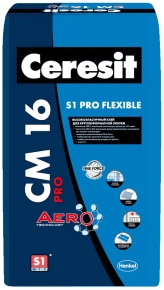 Клей для плитки Ceresit CM 16 S1 PRO Flexible высокоэластичный 20 кг