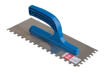 Гладилка зубчатая нержавеющая Bauwelt 27x13 см, зуб 8х8 мм