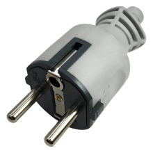 Вилка штепсельная прямая с/з 16А Electraline 55028 (серый, каучук)