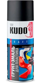 Грунт-эмаль для пластика акриловая KUDO RAL 9005 (черный) 520 мл, KU-6002