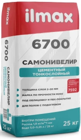 Самонивелир цементный тонкослойный ilmax 6700 25 кг