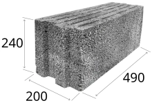 Керамзитобетонный блок 490*200*240. Плотность 600. Новолукомль.