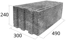 Керамзитобетонный блок 490*300*240. Плотность 600. Новолукомль.