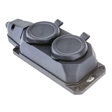 Колодка с заземлением 2 розетки каучуковая 16А 55 200 00 (черный)