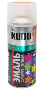 Эмаль аэрозольная флуоресцентная KUDO (оранжево-красный) 520 мл, KU-1206