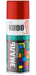 Эмаль аэрозольная универсальная KUDO KU-1003 RAL 3020 Красная 520 мл