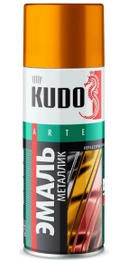 Эмаль аэрозольная универсальная KUDO (золото металлик) 520 мл, KU-1028