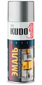 Эмаль аэрозольная универсальная KUDO (хром металлик зеркальный) 520 мл, KU-1033
