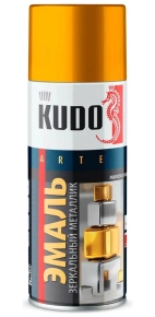 Эмаль аэрозольная универсальная KUDO (золото металлик зеркальный) 520 мл, KU-1034