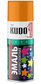 Эмаль аэрозольная флуоресцентная KUDO (оранжево-желтый) 520 мл, KU-1205