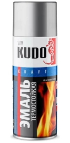 Эмаль аэрозольная термостойкая KUDO (серебристая) 520 мл, KU-5001