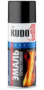 Эмаль аэрозольная термостойкая KUDO RAL 9005 (черная) 520 мл, KU-5002