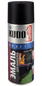 Эмаль аэрозольная термостойкая для мангалов KUDO (черный) 520 мл, KU-5122