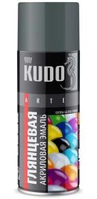 Эмаль аэрозольная универсальная KUDO RAL 7012 (темно-серый глянцевый) 520 мл, KU-A7012
