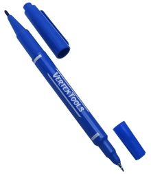 Маркер двусторонний 1 и 0,5 мм синий Vertextools