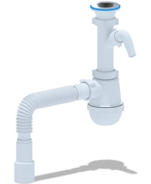 Сифон для мойки 1 1/2"х40 с отв. для ст/м и г/трубой 40х40/50 мм АНИ Грот A1015