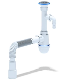 Сифон д/умывальника 1 1/4"х40 с отв. для ст/м и г/трубой 40х40/50 мм АНИ Грот C1315