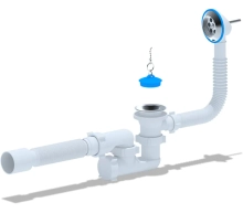 Сифон для ванны 1 1/2"х40 с переливом и гибкой трубой 40х50 мм АНИ Грот E255