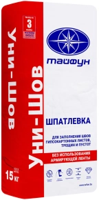 Шпатлевка Тайфун Мастер Уни-шов для стыков ГК без арм. ленты 15 кг