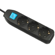 Удлинитель 5 м с выключателем 3 розетки с/з Electraline 62263 (черный)