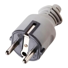 Вилка штепсельная прямая с/з 16А Electraline 55028 (серый, каучук)