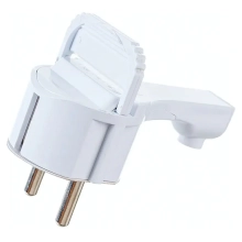 Вилка штепсельная угловая с/з 16А Electraline 55043 (белый, пластик)