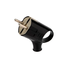 Вилка штепсельная Евро угловая с/з 16А с ушком (черная)