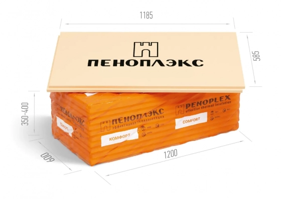 Пеноплэкс (РФ). Толщина 60 мм. Цена за лист 1185х585 мм.