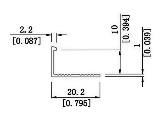 Угловой алюминиевый профиль L10 серебро 2,7 м (186)
