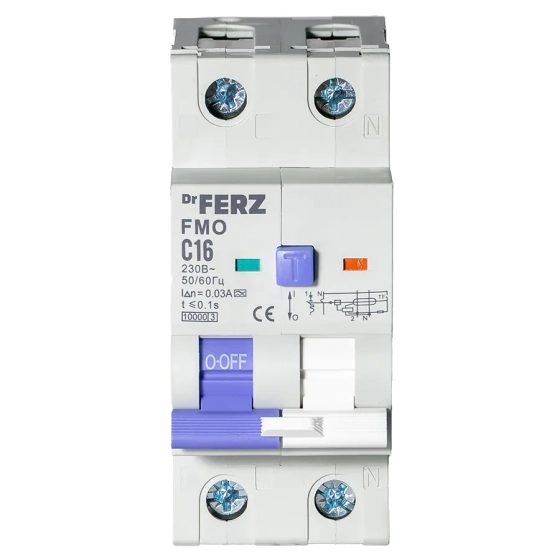 Дифавтомат DrFERZ FMO-EM-1P+N 10kA 16A/30mA тип А (00285)