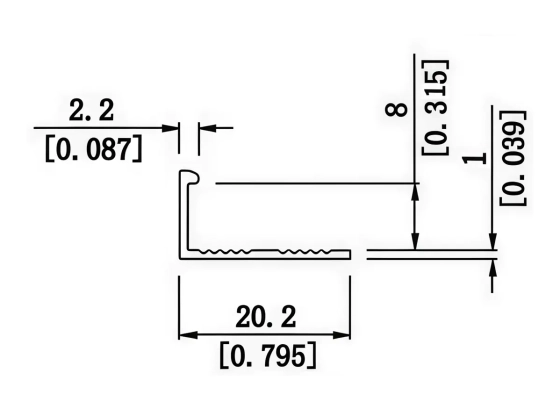Угловой алюминиевый профиль L8 полированный 2,7 м (230)
