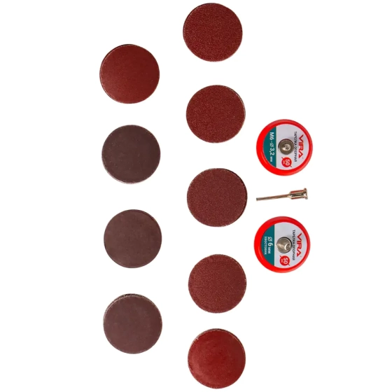 Набор шлифовальных кругов 50 мм Р80 - Р2000 + опорные тарелки 2 шт VIRA (558070)