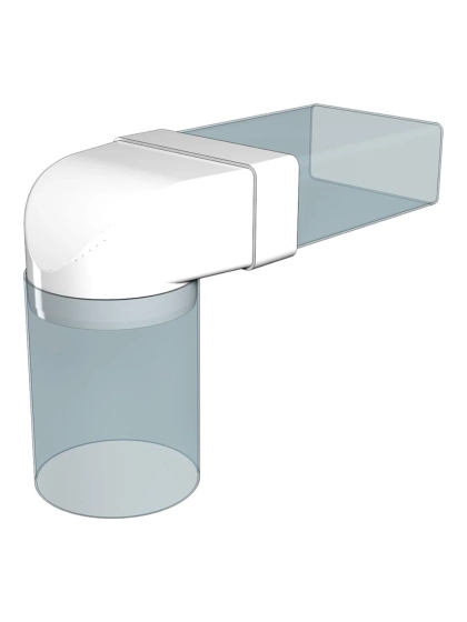 Колено-переходник воздуховода 90° 204х60/125 мм 620СК12,5КП