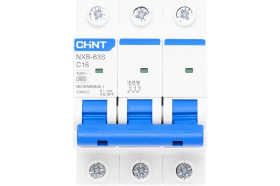 Автоматический выключатель CHINT NXB-63S 3P 16А 4,5kA тип C