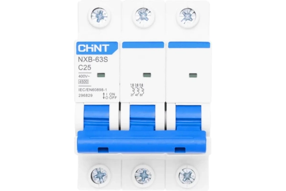 Автоматический выключатель CHINT NXB-63S 3P 25А 4,5kA тип C