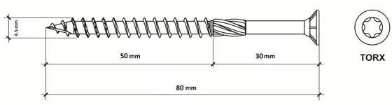 Саморез конструкционный 4,5х80 Klimas KMWHT 250 шт