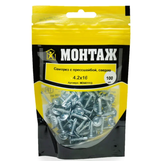 Саморез с прессшайбой 4,2x16 со сверлом (100 шт) MD001113